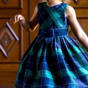 Hope & Henry Tafetta Christmas Holiday Bow Front Plaid Party Dress Sz 3